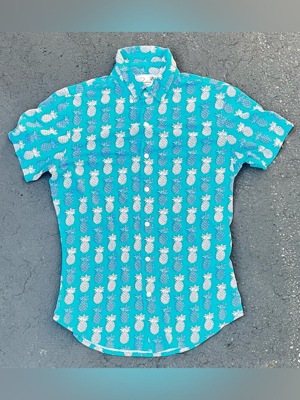 Bonobos Tailored Fit Turquoise Button-Down Pineapple Print Size Small Cotton